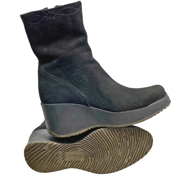 La Canadienne  Orly Black Suede Platform‎ Wedge Waterproof Boots - Picture 11 of 12